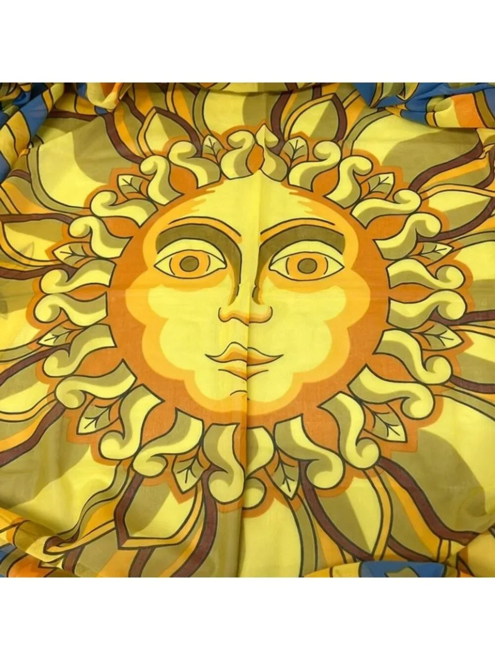 Hermes Shawl Yellow Blue Multi Sun Pareo Cotton Scarf - Picture 5 of 7